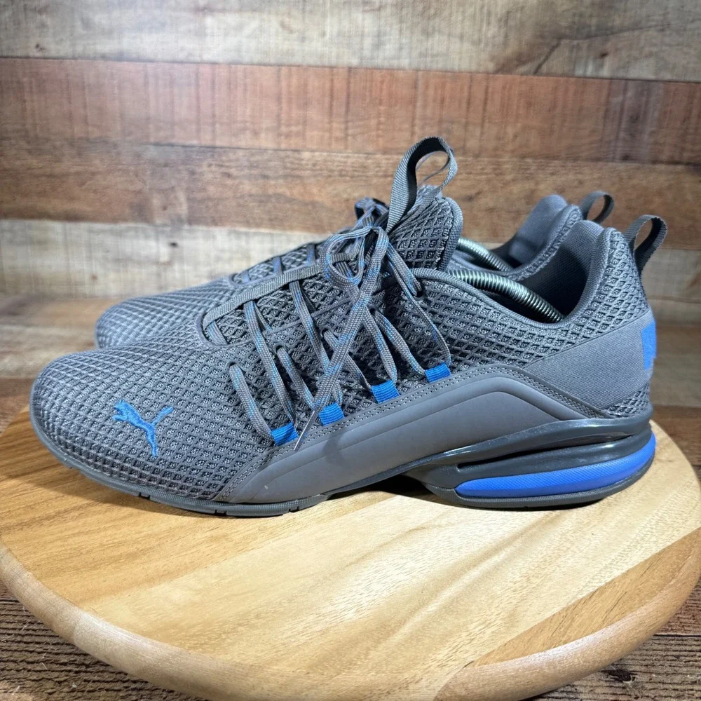 Puma Sneakers Mens 13 Grey Axelion Spark Running Shoes 193481-02 Mesh Athletic